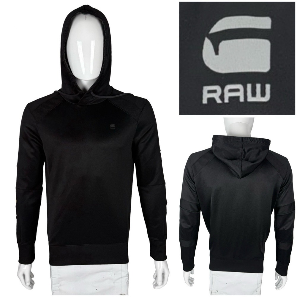 G Star Mens Medium Hoodie Motac Slim Hdd SW L/S Black Polyester Cotton Blend
